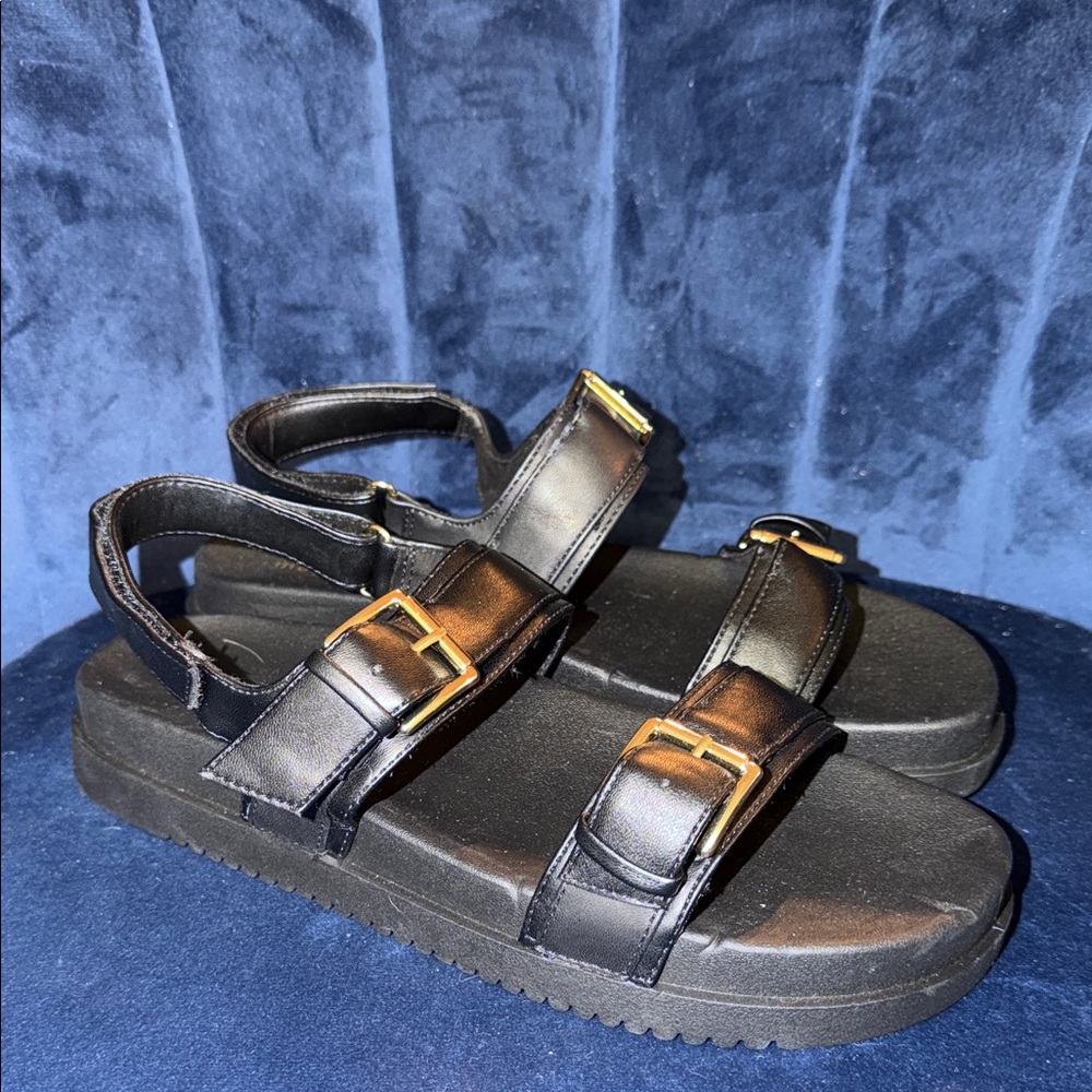 Madden Girl Women’s Black Sandals with Buckle Straps  Size 9
